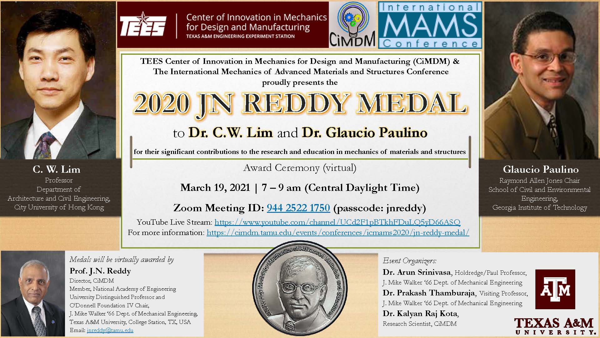 2020 JN REDDY MEDAL_v4 Flier for the 2020 JN Reddy Medal Ceremony